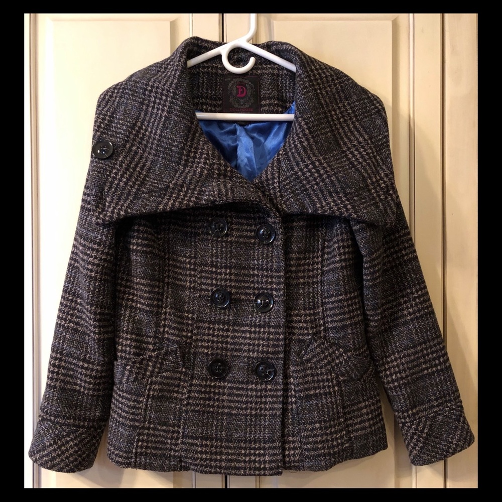 Dollhouse Grey Checkered Jacket / Coat Size Medium